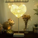 Hart vorm rotan romantische vakantie LED licht met houder  warme Fairy decoratieve Lamp nachtlampje voor Kerstmis  bruiloft  slaapkamer (Warm wit)