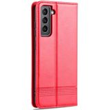 Voor Samsung Galaxy S21 FE AZNS magnetische kalf textuur horizontale flip lederen geval met kaart slots &houder & portemonnee (rood)