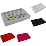 Fluweel geval sieraden display houder organisator ringen oorbellen opslag lade (magenta)