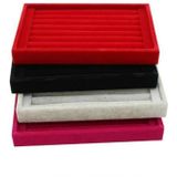 Fluweel geval sieraden display houder organisator ringen oorbellen opslag lade (magenta)