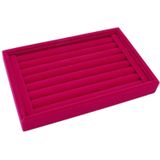 Fluweel geval sieraden display houder organisator ringen oorbellen opslag lade (magenta)