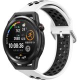 Voor Huawei Watch GT Runner 22 mm geperforeerde ademende sport siliconen horlogeband (wit + zwart)