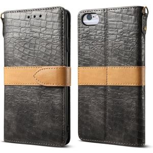 Splicing kleur krokodil textuur PU horizontale Flip lederen case voor iPhone 6/6S  met portemonnee & houder & kaartsleuven & Lanyard (grijs)