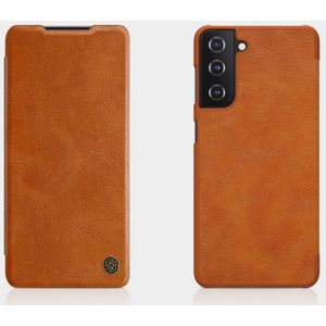 Voor Samsung Galaxy S21 Plus 5G NILLKIN QIN-serie Crazy Horse Texture Horizontale Flip Lederen case met kaartsleuf (bruin)