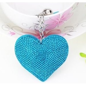 2 PC'S hart sleutelhanger leder kwast gouden sleutel houder metalen Crystal sleutelhanger keyring charme tas auto hanger cadeau (licht blauw)