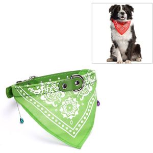 Verstelbare hond Bandana leder gedrukte zachte sjaal kraag scoutingdas voor puppy huisdier  maat: M (groen)