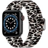 Verstelbare elastische print horlogeband voor Apple Watch Series 6  SE & 5 & 4 40mm / 3 & 2 & 1 38mm (Leopard)