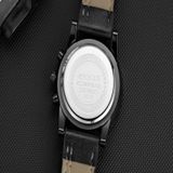 SANDA 5009 Business Fashion Three Eye Six Needle Casual Leder Waterdicht Mannen Quartz Watch (Zwart Zilver)