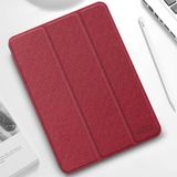 Mutural YASHI-serie TPU + PU doek patroon textuur horizontale flip lederen geval met drie-opvouwbare houder & pen slot &wake-up / slaap functie voor iPad Pro 12.9 (2021) (rood)