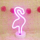 Flamingo vorm romantische Neon LED vakantie licht met houder  warme Fairy decoratieve Lamp nachtlampje voor kerst  huwelijk  Party  slaapkamer (roze licht)