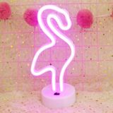 Flamingo vorm romantische Neon LED vakantie licht met houder  warme Fairy decoratieve Lamp nachtlampje voor kerst  huwelijk  Party  slaapkamer (roze licht)