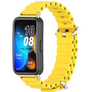 Voor Huawei Band 8 Mijobs Marine siliconen ademende horlogeband (geel + goud)