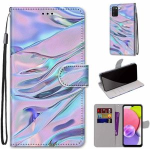 For Samsung Galaxy A03s 166mm Version Coloured Drawing Cross Texture Horizontal Flip PU Phone Leather Case with Holder & Card Slots & Wallet & Lanyard(Colorful Layer(Fluorescent Water Pattern)