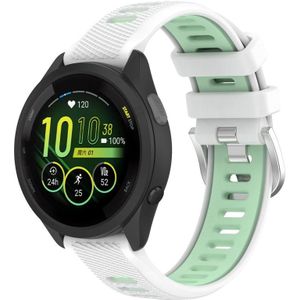 Voor Garmin Forerunner 265S 18 mm sport tweekleurige stalen gesp siliconen horlogeband (wit + groenblauw)