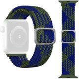Gesp gevlochten elastische band horlogeband voor Apple Watch Series 6 & SE & & 5 & 4 40mm / 3 & 2 & 1 38mm (blauw tussen groen)