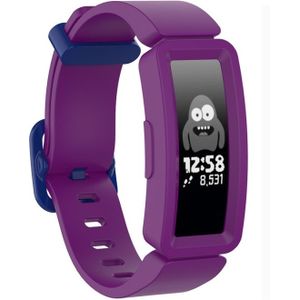 Voor Fitbit Inspire HR / Ace 2 Siliconen Smart Watch Vervanging strap Polsbandje (Paars + Blauwe Gesp)