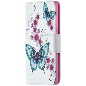Voor Samsung Galaxy S20 FE 5G / S20 Lite Gekleurd tekenpatroon Horizontaal Flip Lederen hoesje met Holder & Card Slots & Wallet (Perzikbloesem en vlinder)