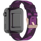 18mm Stripe Weave Nylon Polsband horlogeband voor Xiaomi Mi Watch  Garmin Vivomove 3s / Vivoactive 4s (Paars)