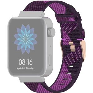 18mm Stripe Weave Nylon Polsband horlogeband voor Xiaomi Mi Watch  Garmin Vivomove 3s / Vivoactive 4s (Paars)