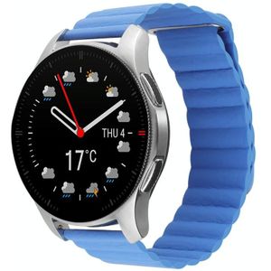 Voor Coros Apex 46 mm / Apex Pro / Ticwatch Pro 3 22 mm magnetische lus lederen horlogeband (Cape Cod blauw)