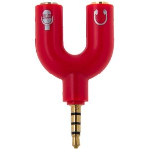3.5mm Stereo mannetje naar 3.5mm vrouwtje hoofdtelefoon & microfoon Splitter Adapter (rood)