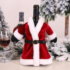 2 PCS Kerstmis Rode Wijnfles Cover Wijn fles decoratie creatieve wijn tas (jurk)