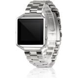 Geschikt voor Fitbit Blaze Smart sport horloge roestvrijstaal metalen band metalen frame Butterfly Buckle drie kralen riem (zilver)