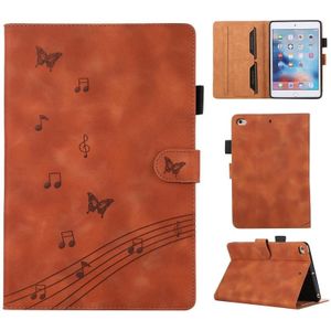 Voor iPad mini 5 / 4 / 3 / 2 / 1 Staff Music Embossed Smart Leather Tablet Case(Bruin)