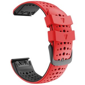 Voor Garmin Fenix 6 tweekleurige siliconen ronde gat quick release vervanging riem watchband (rood zwart)