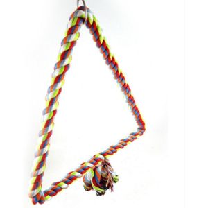 Kleurrijke katoen touw vogel zat klimmen getogen driehoek katoen touw Swing speelgoed  grootte: 25x28cm