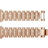 Voor Huami 1 / Huami 2 / Ticwatch1 / Ticwatch Pro / Samsung Galaxy Watch 46mm / Samsung S3 / Huawei Watch2 Pro / Huawei GT / Huawei Glory Magic Full Diamond Modellen Metal Inlay Universal 22MM Strap (Rose Gold)