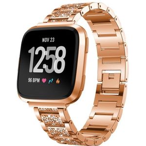 Voor Huami 1 / Huami 2 / Ticwatch1 / Ticwatch Pro / Samsung Galaxy Watch 46mm / Samsung S3 / Huawei Watch2 Pro / Huawei GT / Huawei Glory Magic Full Diamond Modellen Metal Inlay Universal 22MM Strap (Rose Gold)