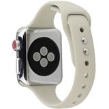 Voor Apple Watch 5 & 4 44mm / 3 & 2 & 1 42mm Thin Siliconen Dubbele Gesp vervangende polsband (Retro Wit)
