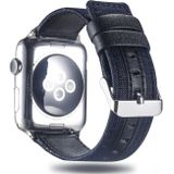 Doek + Top-volnerf leder pols horloge Band voor Apple Watch serie 4 & 3 & 2 & 1 42 & 44 mm