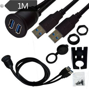 1M flush mount USB 3 0 Dock auto schip motorfiets dashboard panel mannelijk naar vrouwelijke gegevens waterdichte verlengsnoer (zwart)