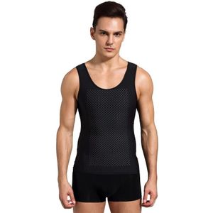 Mannen buik taille korset shapewear vest  maat: XL (zwart)