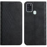 For Samsung Galaxy A21s Diamond Pattern Splicing Skin Feel Magnetic Horizontal Flip Leather Case with Card Slots & Holder & Wallet(Black)