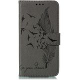 Feather patroon Litchi textuur horizontale Flip lederen draagtas met portemonnee & houder & kaartsleuven voor iPhone 11 Pro (grijs)