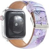 Marmeren etnische stijl gedrukte lederen horlogeband voor Apple Watch Series 6 & SE & 5 & 4 40mm / 3 & 2 & 1 38mm (Marmer Paars)