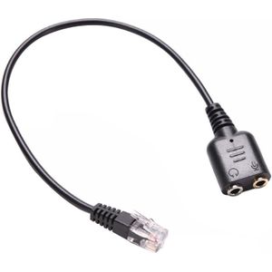 Dual 3.5mm vrouwelijk naar RJ9 PC / mobiele telefoons Headset naar kantoor telefoon Adapter converter kabel  lengte: 30cm (zwart)