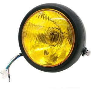 Motorfiets Black Shell Retro Lamp LED Koplamp Modificatie Accessoires voor CG125 / GN125 (Geel)