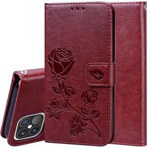 Rose Embossed Horizontal Flip PU Leather Case with Holder & Card Slots & Wallet For iPhone 12 Pro Max(Brown)