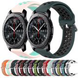 Voor Samsung Gear S3 Frontier 22 mm geperforeerde ademende sport siliconen horlogeband (olijfgroen + zwart)