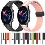 Voor Amazfit 3 22 mm opvouwbare magnetische sluiting siliconen horlogeband (wit + zwart)