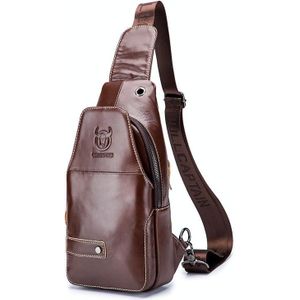 BUFF CAPTAIN 087 Men Leather Shoulder Bag First-Layer Cowhide Sports Chest Bag(Brown)
