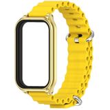 Voor Redmi Band 2 Mijobs metalen omhulsel oceaan siliconen horlogeband (geel goud)