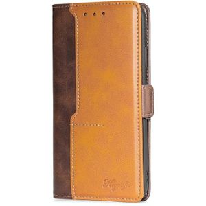 Voor Huawei P40 Lite Retro Texture Contrast Color Side Buckle Horizontal Flip Leather Case met houder & Card Slots & Wallet (Brown)