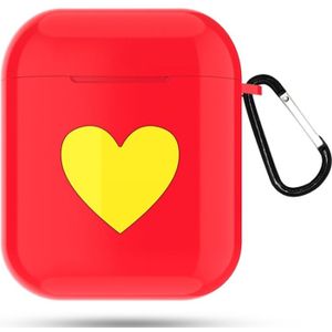 Hart patroon Apple draadloze koptelefoon Oplaaddoos stofbestendig schokbestendig outdoor beschermhoes voor Airpods (rood)
