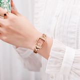 SKMEI 1407 Business Fashion horloge met diamanten delicate en elegante vierkante zink legering quartz horloge voor vrouwen Rose goud