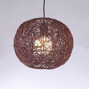 YWXLight creatieve tuin hennep bal hanger licht rotan kunst linnen draad vogel Nest Ball LED hang lamp (bruin)
